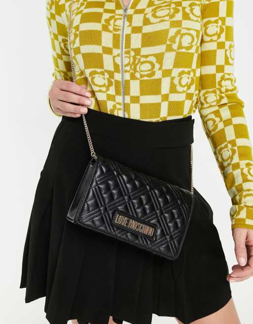 Bolso bandolera guateado en negro de Love Moschino ASOS