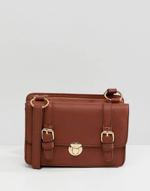 Bolso bandolera satchel con dos compartimentos pequeños de ASOS DESIGN