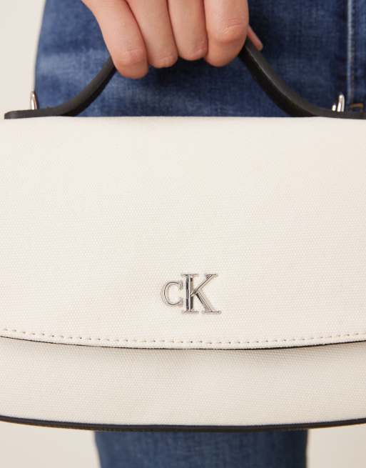 Bolso blanco con asa superior de lona de Calvin Klein Jeans , 3 de 4
