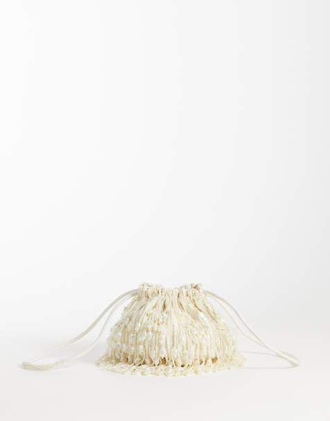Bolso bombonera estilo clutch con diseño adornado y flecos de perlas sintéticas de ASOS DESIGN - view 1