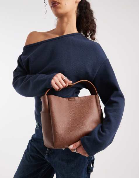 Bolso bombonera marrón de mano con correa bandolera de PASQ - view 1