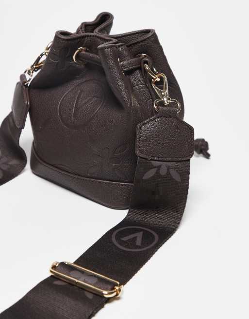 Bolso bombonera marrón oscuro con acabado en relieve Sambe Re de Valentino , 3 de 3