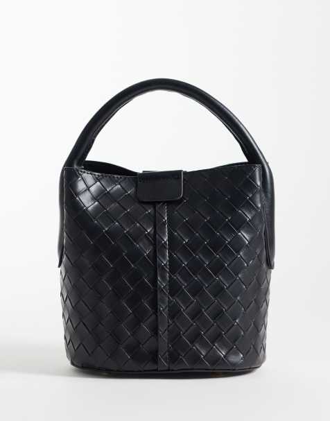 Bolso bombonera negro con diseño entretejido y correa bandolera extraíble de ASOS DESIGN - view 1