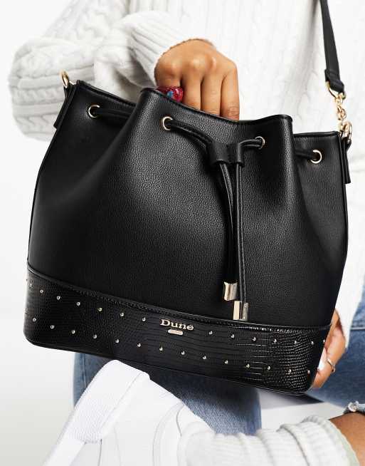 Bolso bombonera negro estilo bandolera con tachuelas de Dune, 3 de 4