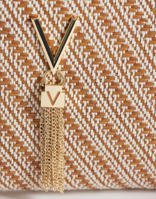 Bolso clutch beis a rayas Divina Summer de Valentino, 3 de 4