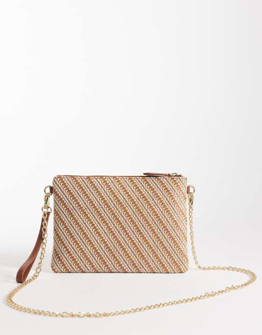 Bolso clutch beis a rayas Divina Summer de Valentino, 4 de 4
