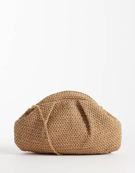 Bolso clutch beis estilo almohada de paja de Glamorous - view 1