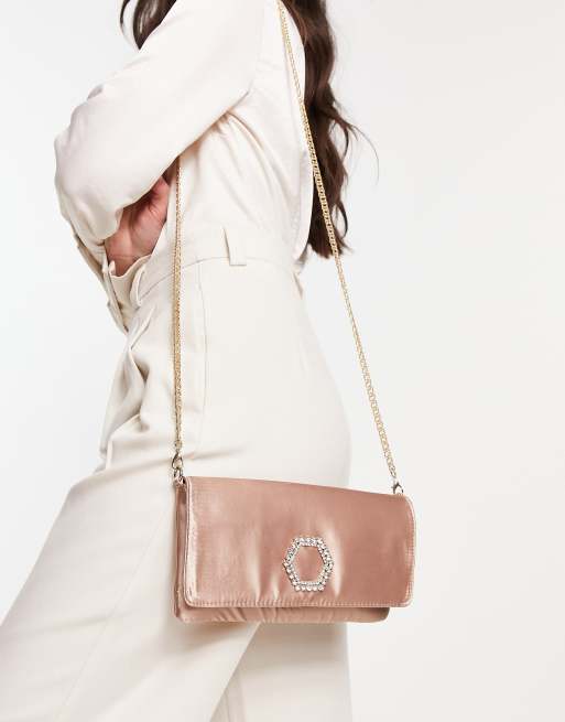 Bolso clutch color rubor de satén con pedrería Bluxxe de Steve Madden