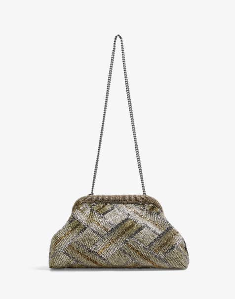 Bolso clutch dorado con detalle de cuentas de Scalpers - view 1