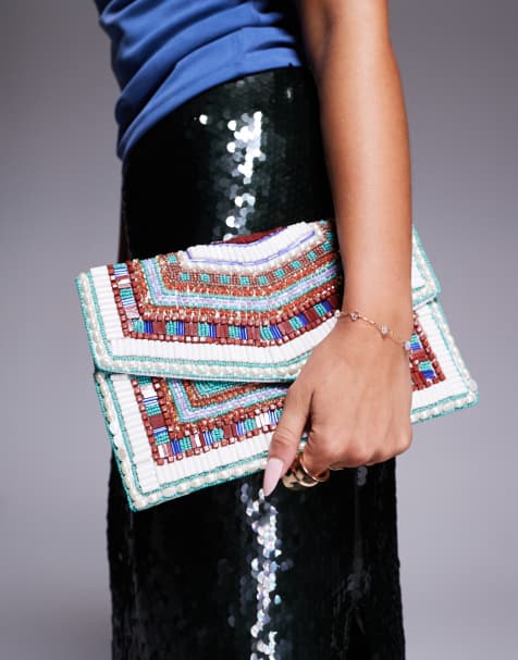 Bolso clutch multicolor estilo sobre con diseño geométrico de cuentas de True Decadence - view 1