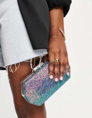Bolso clutch multicolor hexagonal con diseño degradado de purpurina y  correa de cadena desmontable de True Decadence | ASOS