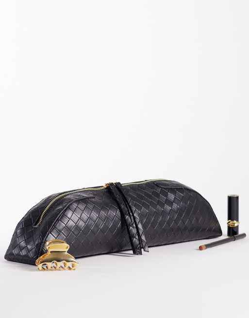 Bolso clutch negro alargado con diseño entretejido de ASOS DESIGN, 2 de 4