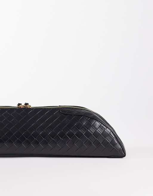 Bolso clutch negro alargado con diseño entretejido de ASOS DESIGN, 4 de 4