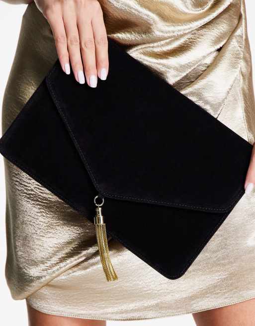 Descubrimiento concepto Ídolo Bolso clutch negro con borla de ASOS DESIGN | ASOS