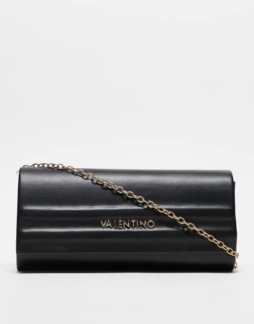 Bolso clutch negro con diseño minimalista y correa de cadena extraíble Sofie de Valentino 