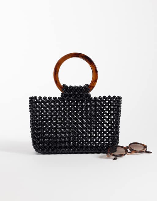 Bolso clutch negro de cuentas con asa de resina de ASOS DESIGN, 2 de 4