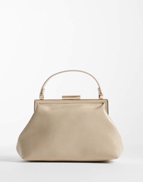 Bolso clutch pequeño color piedra con estructura texturizada de ASOS DESIGN - view 1