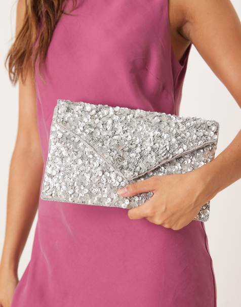 Bolso clutch plateado estilo sobre con diseño de lentejuelas de True Decadence - view 1