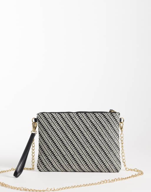 Bolso clutch veraniego a rayas monocromáticas Divina de Valentino, 4 de 4