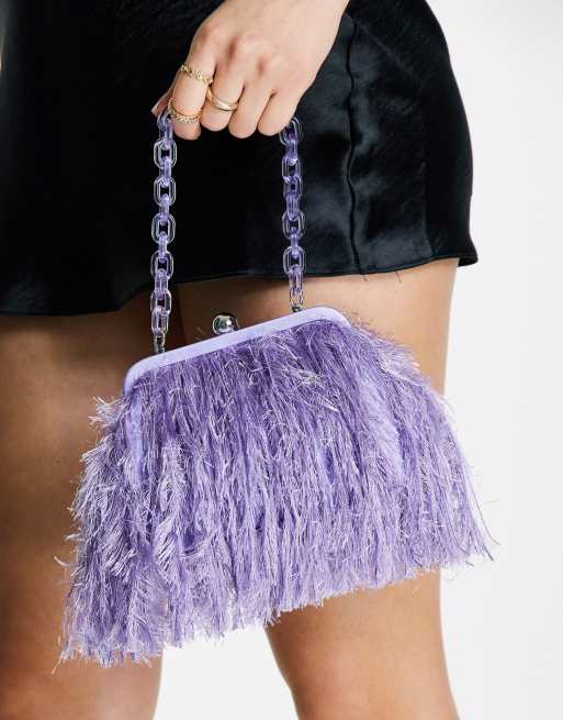 Bolso violeta con asa de resina de plumas sintéticas de ASOS DESIGN | ASOS