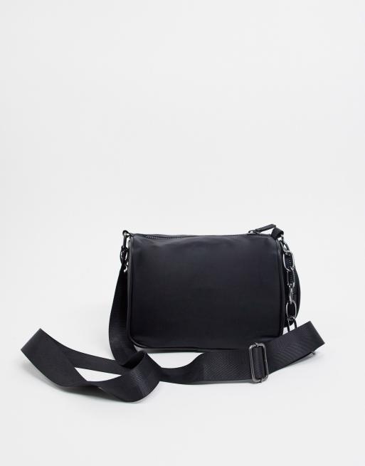 Bolso de deporte negro de estilo bandolera a os 90 de cuero