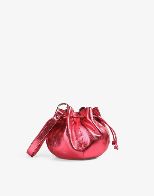 Bolso de fiesta rojo metalizado de cuero de Scalpers