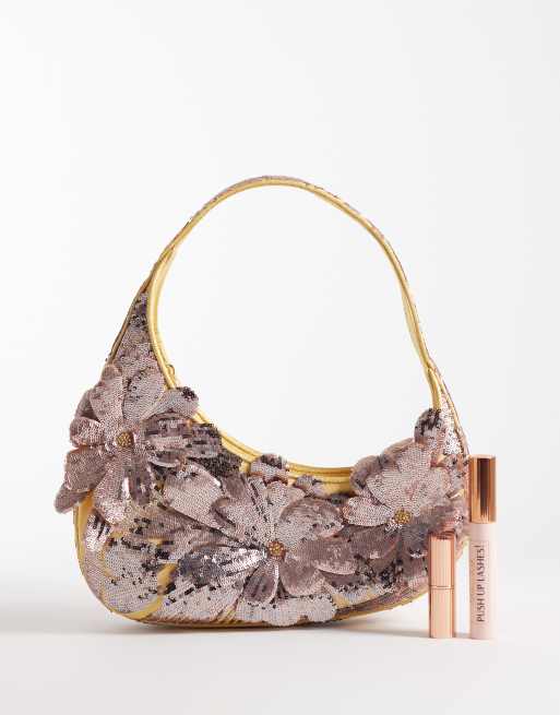 Bolso de hombro amarillo con diseño floral de abalorios Harlee de JW PEI, 2 de 4