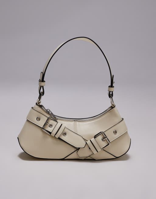 Bolso de hombro amarillo limón con hebilla Saira de Topshop, 3 de 4