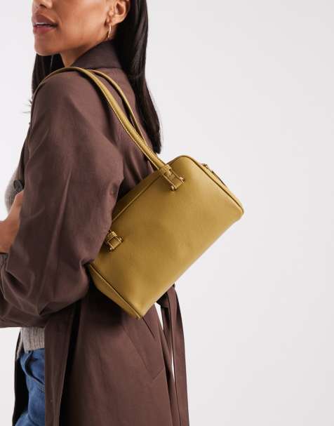 Bolso de hombro amarillo verdoso cuadrado con bordes en contraste de ASOS DESIGN - view 1