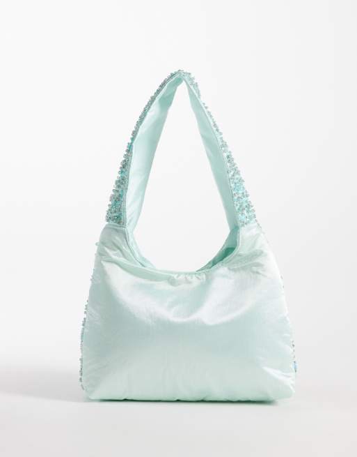Bolso de hombro azul cerceta con adornos y borlas de True Decadence , 4 de 4