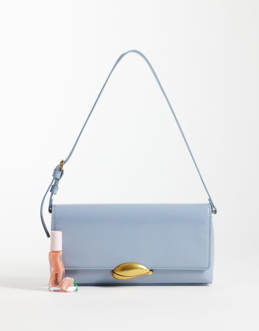 Bolso de hombro azul claro con herrajes dorados de ASOS DESIGN, 2 de 4