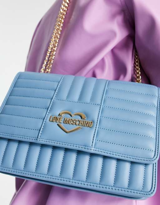 Bolso de hombro azul claro guateado de Love Moschino, 3 de 4