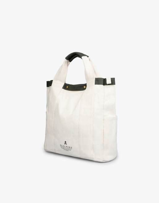Bolso de hombro beis de lona con detalle en contraste de Scalpers, 2 de 4