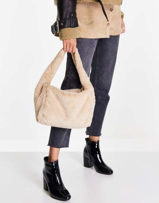 Bolso de hombro beis de piel sintética de NA-KD x Anna Briand 