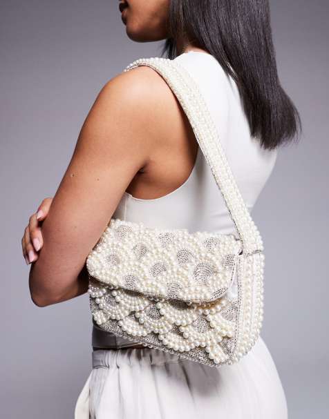 Bolso de hombro blanco con diseño de perlas y lentejuelas de True Decadence - view 1