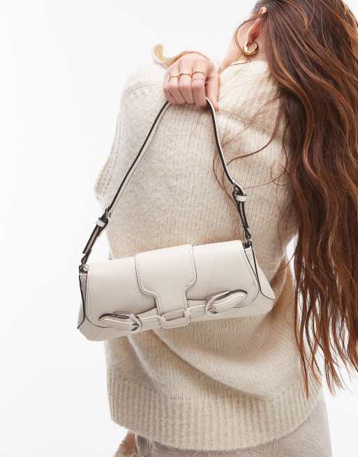 Bolso de hombro blanco con hebilla delantera de Mango ASOS