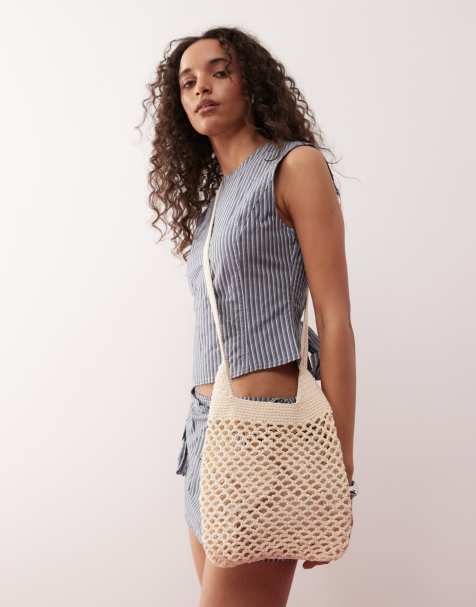Bolso de hombro blanco hueso de croché de Weekday - view 1