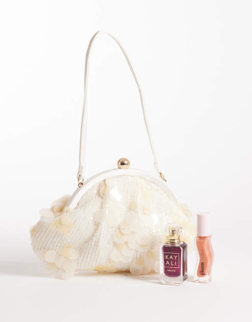 Bolso de hombro blanco hueso de lentejuelas con purpurina de True Decadence, 2 de 4
