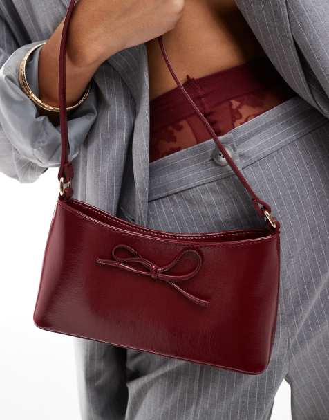 Bolso de hombro burdeos estilo años 90 con detalle de lazo de ASOS DESIGN - view 1