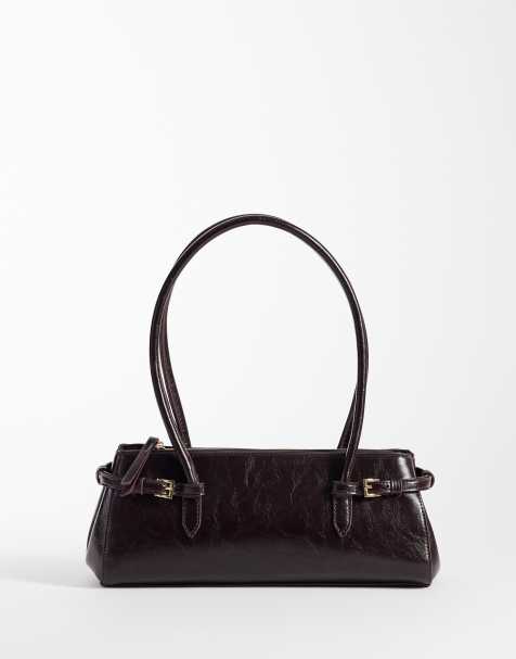 Bolso de hombro color ciruela oscuro con cintas de tejido texturizado de ASOS DESIGN - view 1