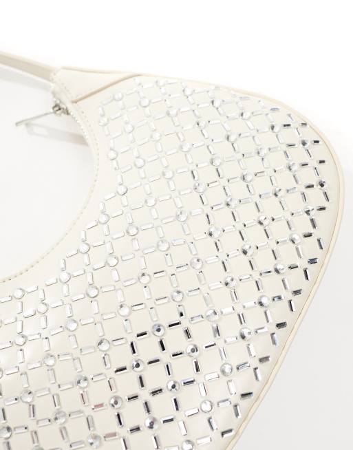 Bolso de hombro color crema curvado con strass termosellado de ASOS DESIGN, 3 de 4