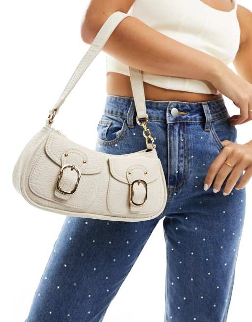 Bolso de hombro color crema estilo años 90 con bolsillos delanteros de Glamorous
