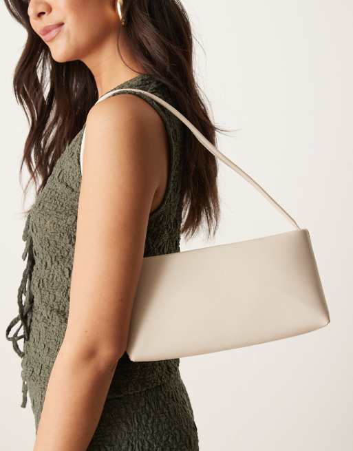 Bolso de hombro color piedra con diseño minimalista estilo años 90 de ASOS DESIGN