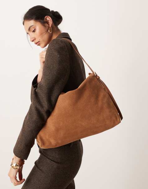 Bolso de hombro color tostado holgado con dos correas de ante de Accessorize - view 1