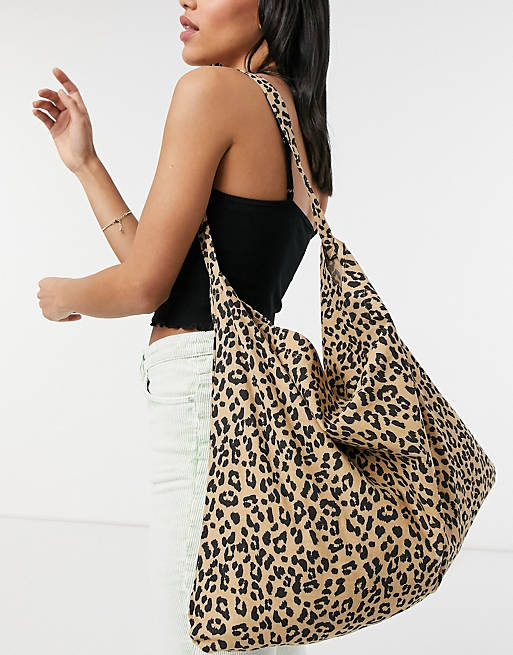 Bolso de hombro con estampado de leopardo de algodón orgánico de Vero Moda