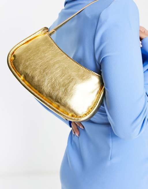 Bolso de hombro dorado con ribetes de poliuretano de ASOS DESIGN