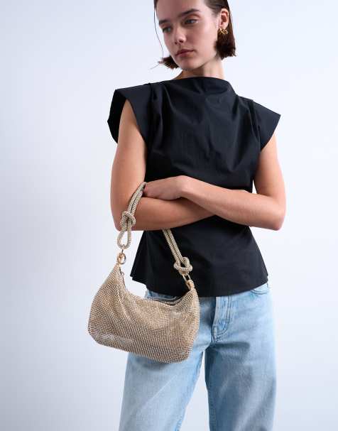 Bolso de hombro dorado de strass Sparkles de Topshop - view 1