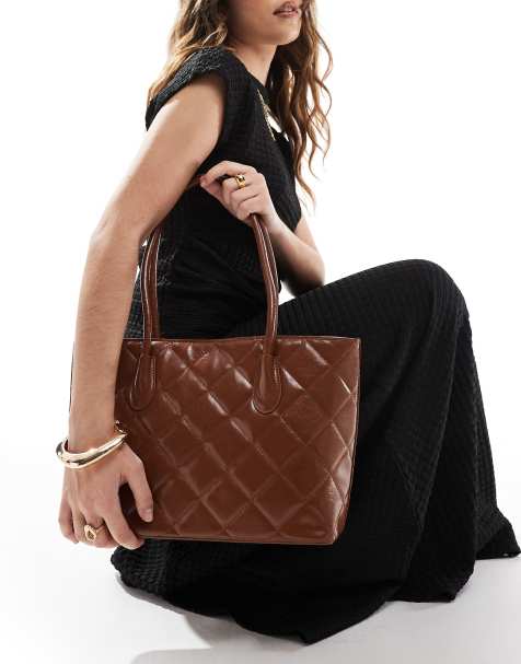 Bolso de hombro grande marrón guateado de Glamorous  - view 1