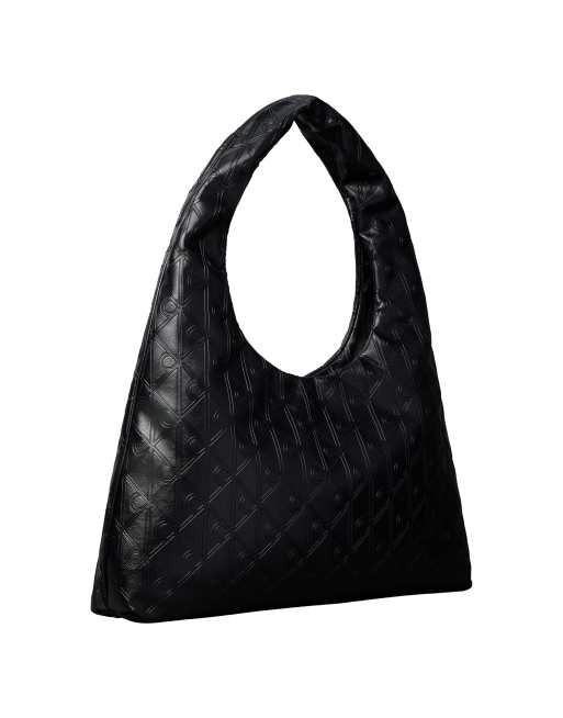 Bolso de hombro grande negro con logo en relieve de Calvin Klein, 4 de 5