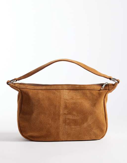 Bolso de hombro marrón castaño redondeado de ante de ASOS DESIGN, 4 de 4